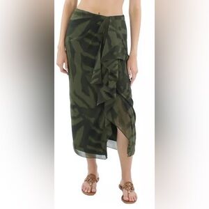 Lauren Ralph Lauren Zebra print Georgette Lined Midi Skirt with Ruffle Sz 12 NWT